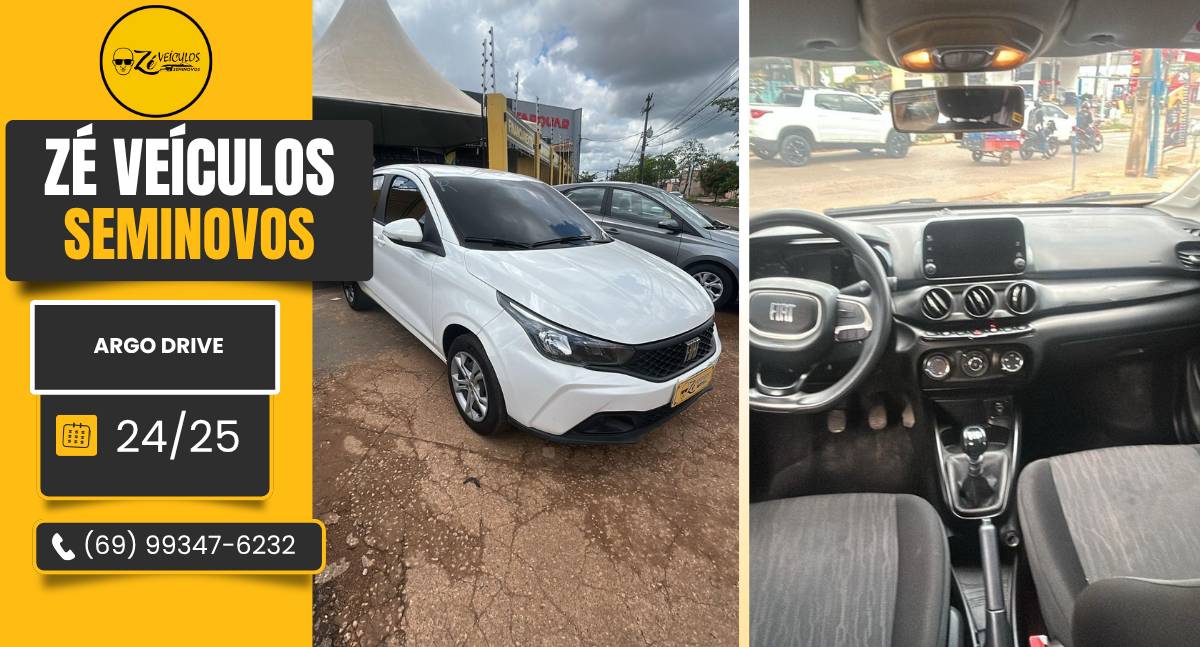 Fiat Argo Drive 2024 Econômico e Confortável na Zé Veículos