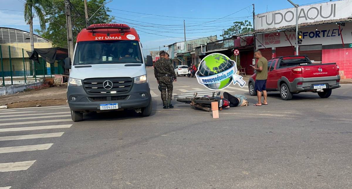 Gestante de 8 meses sofre grave acidente de moto no centro