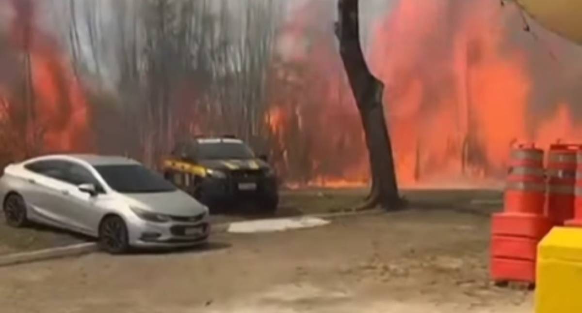 Incêndio atinge sede da PRF em Roseira e destrói quatro viaturas