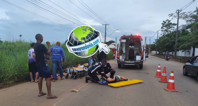 Mãe e criança sofrem fraturas em acidente entre moto e bicicleta na zona sul de Porto Velho
