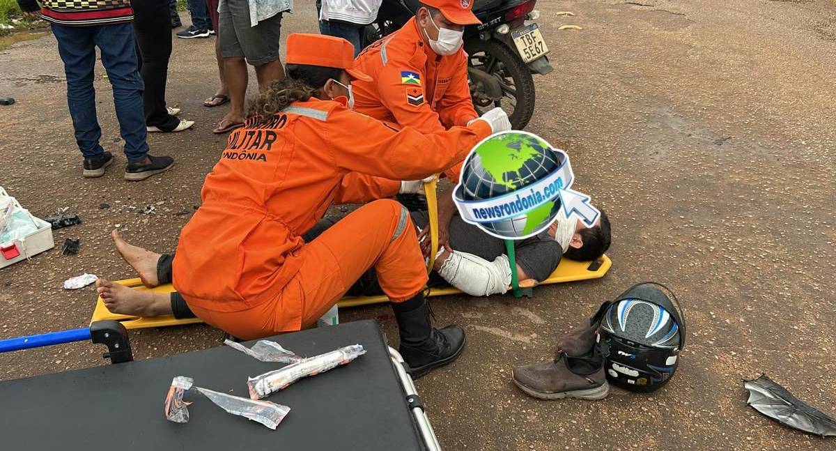 Moto aplicativo fica ferido após colisão com caminhão da Ambev na zona leste