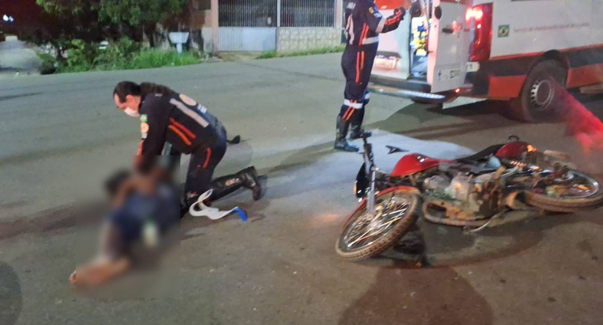 Motociclista embriagado na contramão sofre acidente frontal na Avenida Rio de Janeiro