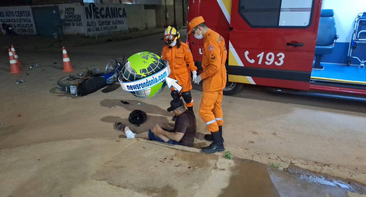 Motociclista fica ferido em colisão entre moto e carro no bairro Lagoinha