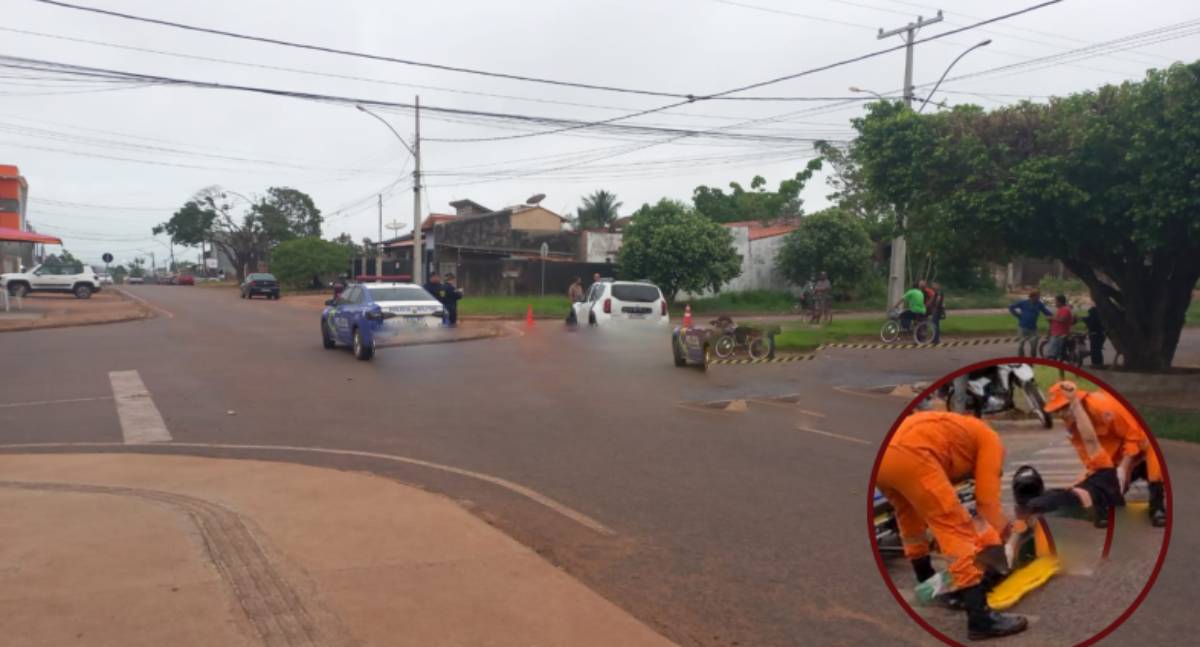 Motociclista sofre ferimentos graves em acidente em Rolim de Moura