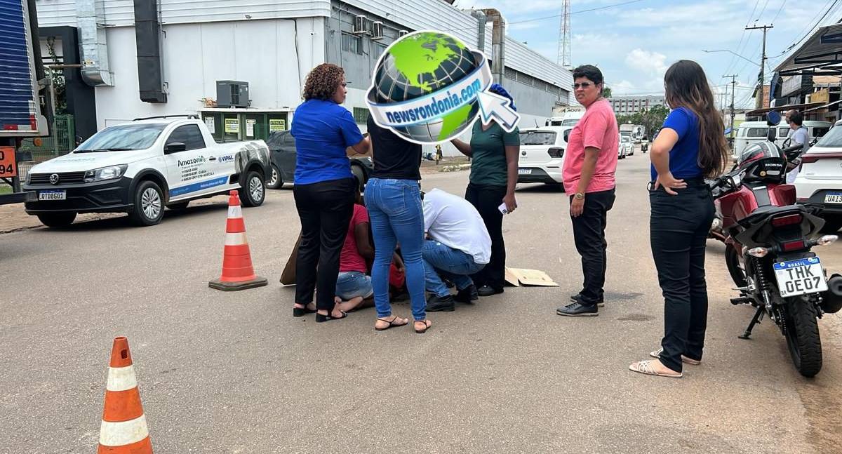 Motociclista tem perna dilacerada em acidente com carro em Porto Velho