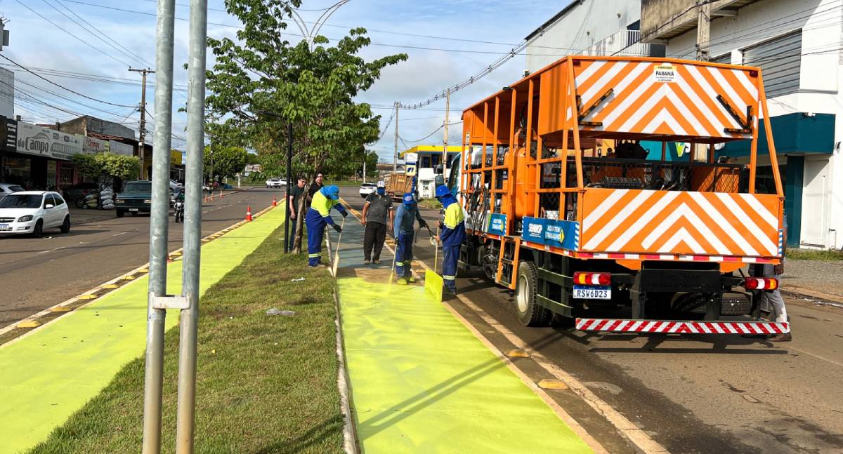 Prefeitura de Jaru renova sinalização da pista de caminhada da Avenida Dom Pedro