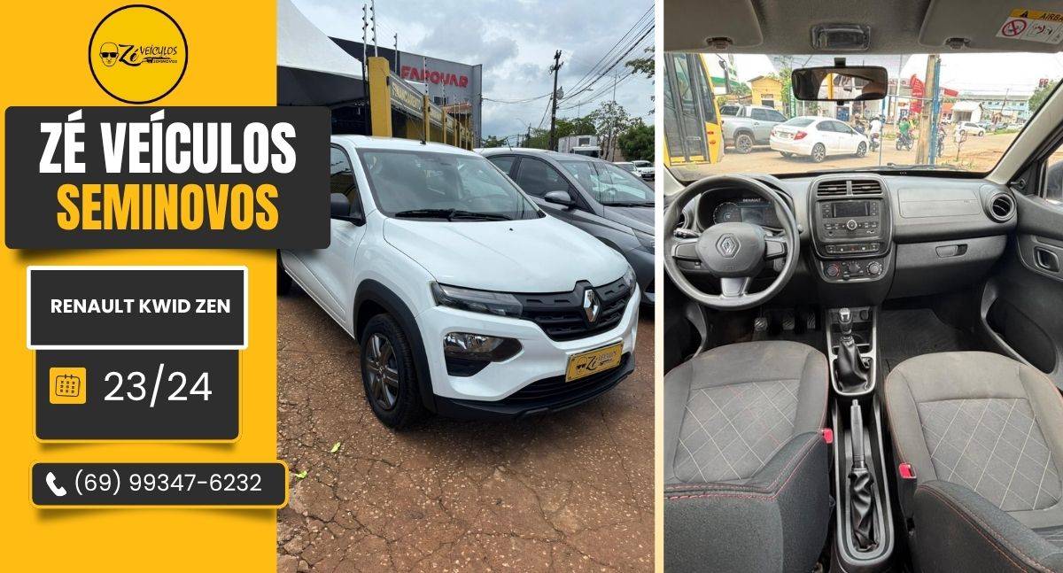 Renault Kwid Zen 2024 com 1 ano de garantia na Zé Veículos