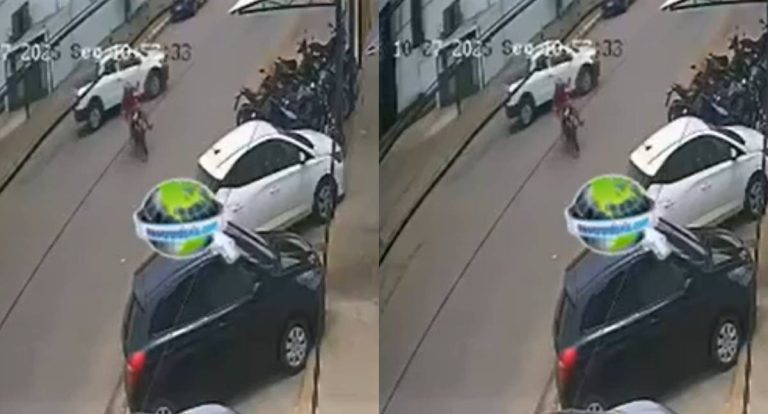 Vídeo mostra acidente que deixou motociclista com perna dilacerada na capital
