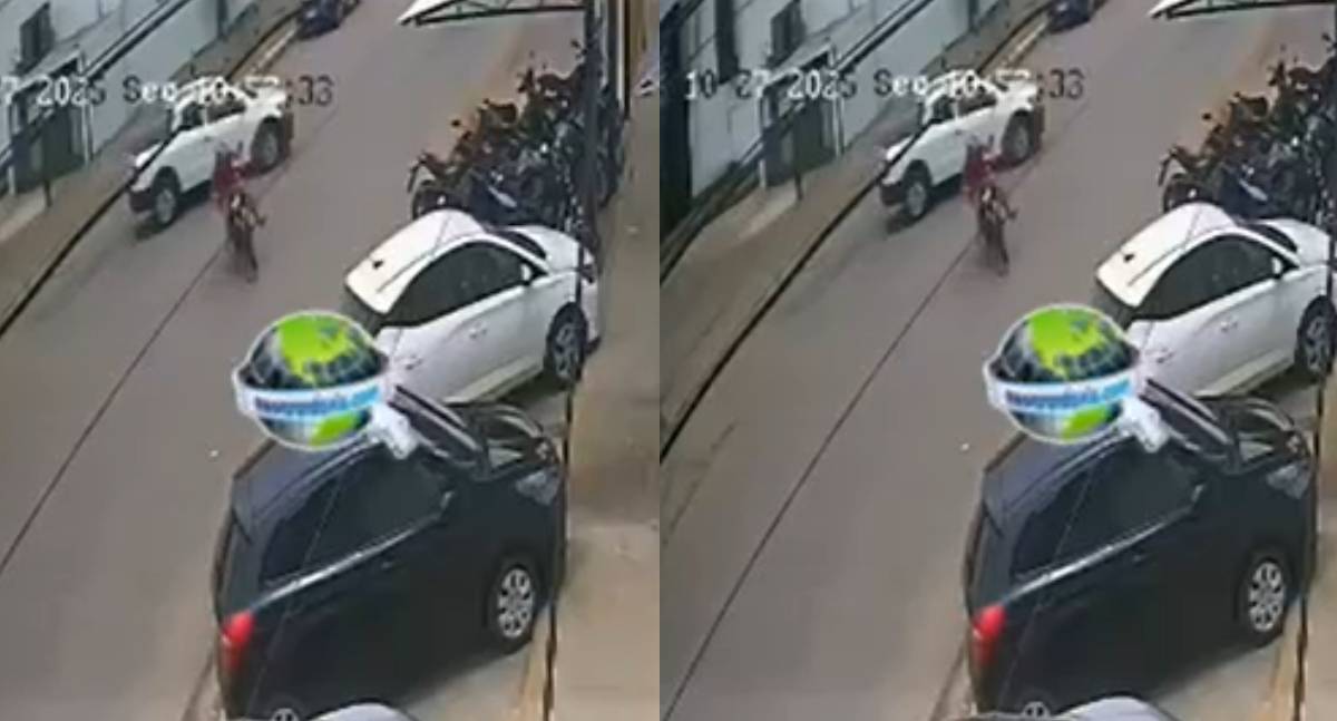 Vídeo mostra acidente que deixou motociclista com perna dilacerada na capital