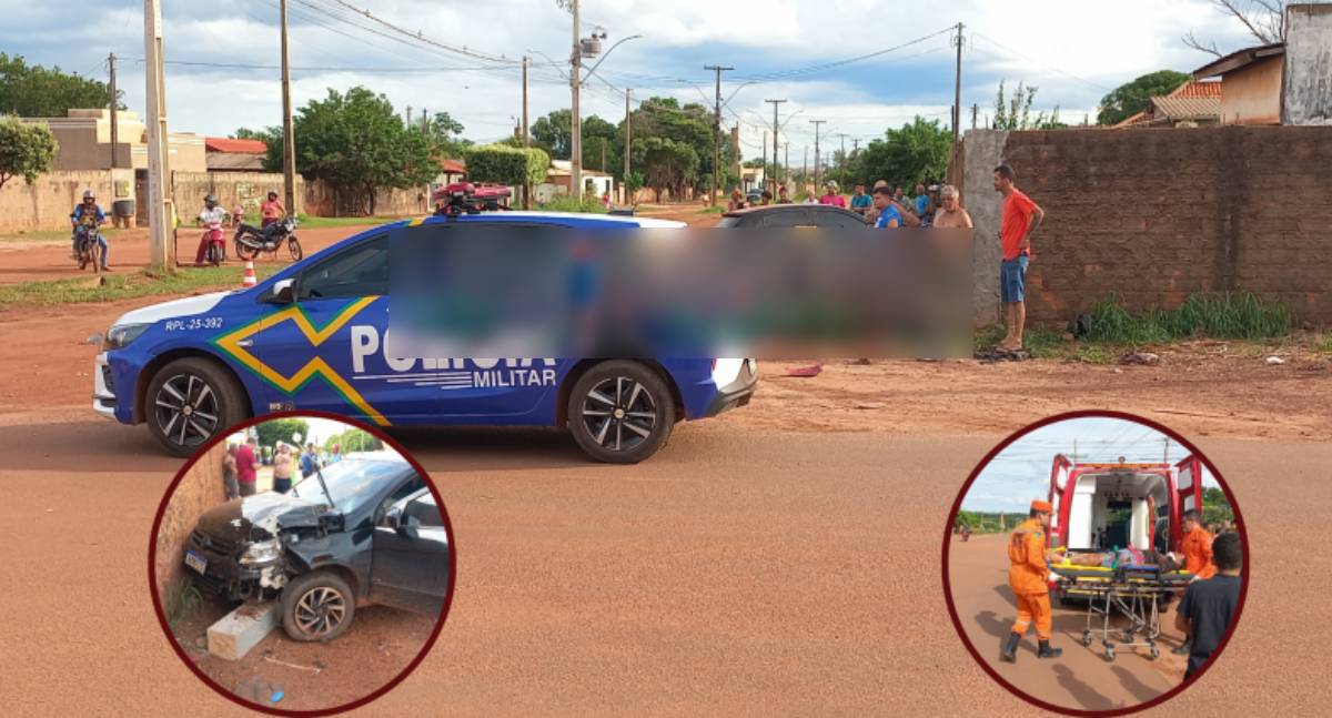 Acidente entre carro e moto deixa motociclista gravemente ferido em RO