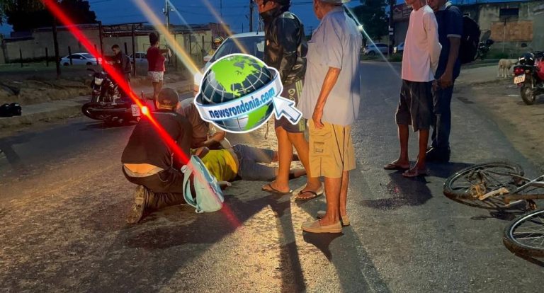Acidente entre moto e bicicleta deixa homem gravemente ferido na zona sul