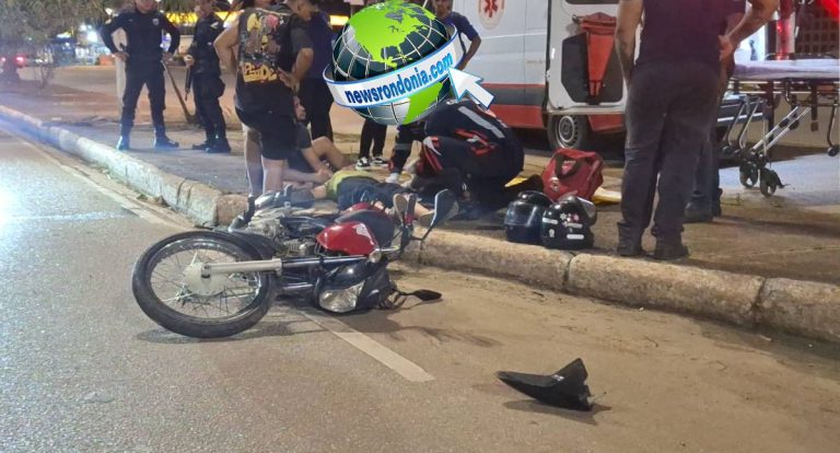 Acidente na Avenida Nações Unidas deixa casal ferido após ser fechado por carro