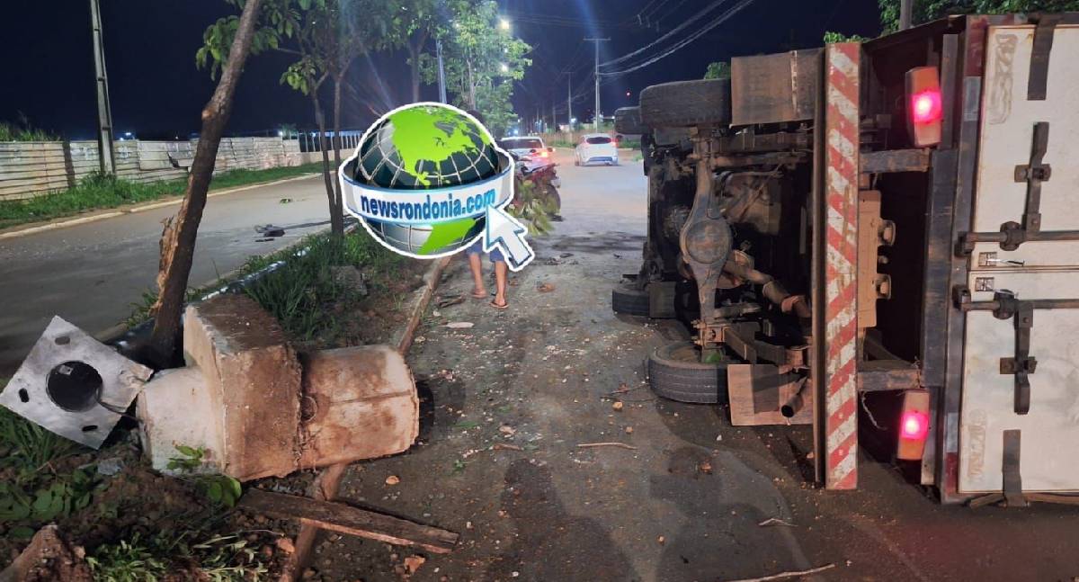 Caminhão de entregas capota após ser fechado por outro veículo na BR-Guapolessa