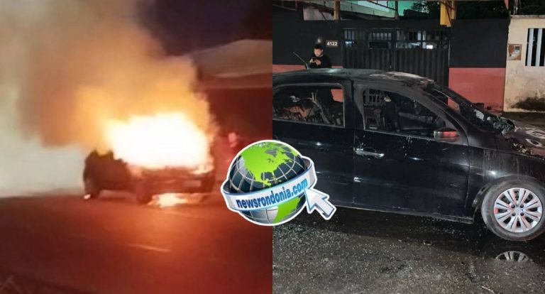Carro é atingido por incêndio no bairro Nova Porto Velho