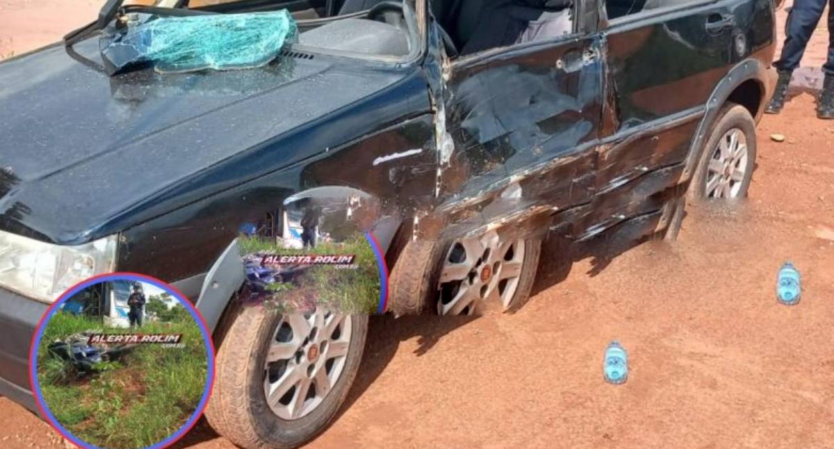 Casal fica ferido em colisão entre carro e moto em RO