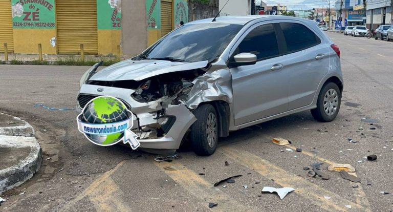 Colisão entre carros deixa homem ferido no centro de Porto Velho