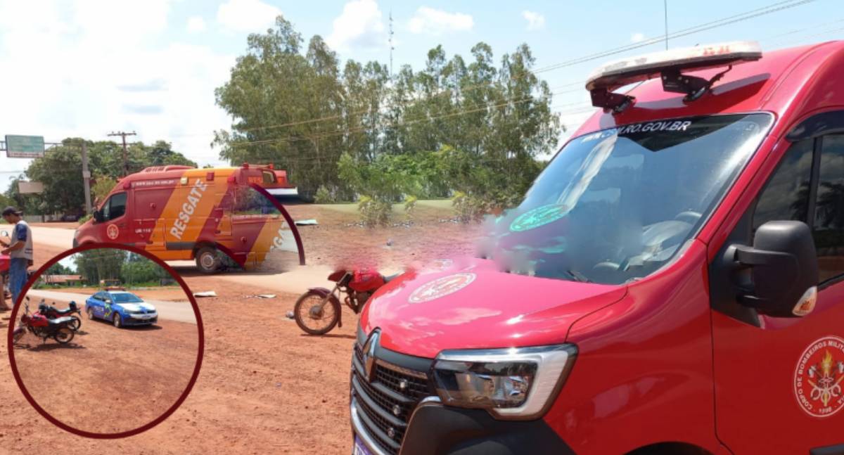 Colisão entre duas motos deixa condutor com fratura exposta em RO