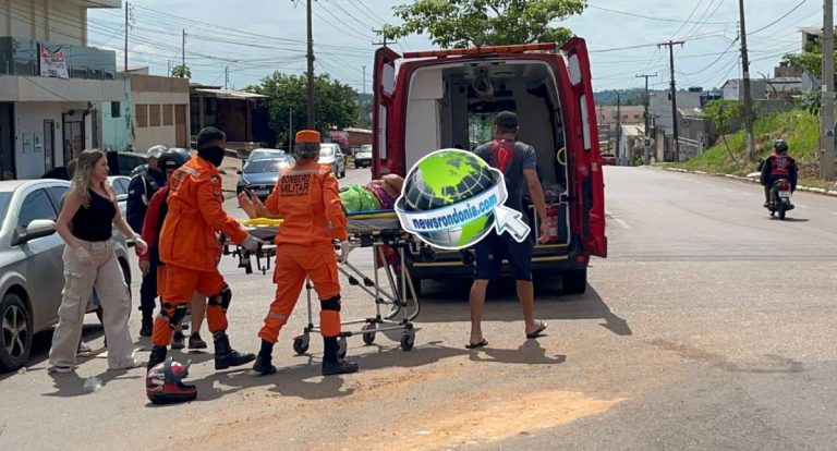 Colisão entre motos deixa três feridos no centro de Porto Velho