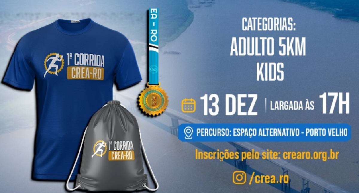 Crea-RO promove 1ª Corrida do Engenheiro em Porto Velho com inscrições abertas