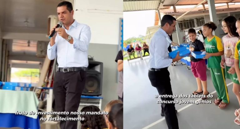 Deputado Cássio Gois entrega tablets e anuncia novos investimentos na educação em Cacoal
