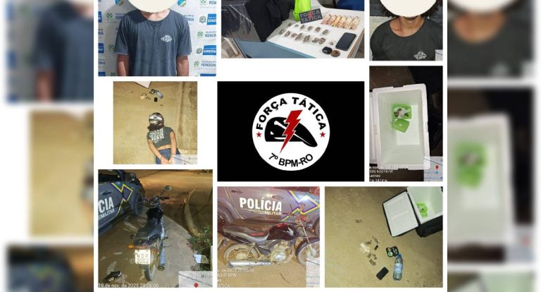 Força Tática do 7° BPM prende motociclista que usava caixa de entrega para transportar drogas