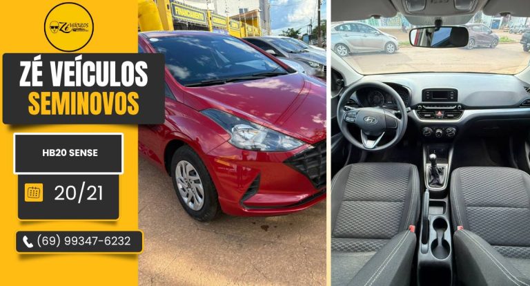 HB20 Sense 2021 em excelente estado na Zé Veículos
