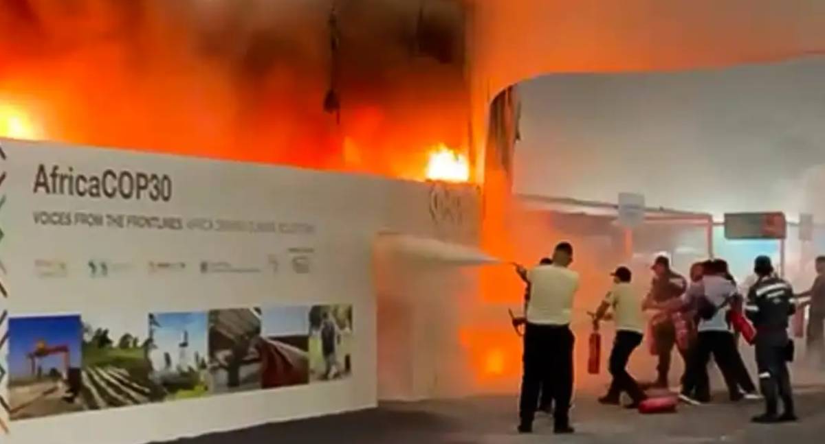 Incêndio atinge Blue Zone do pavilhão da COP30 em Belém