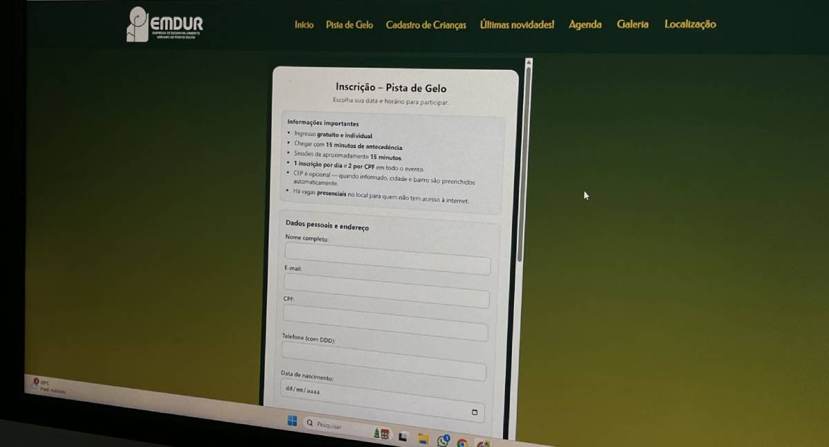 Inscrições para a pista de gelo começam em Porto Velho neste sábado (29)