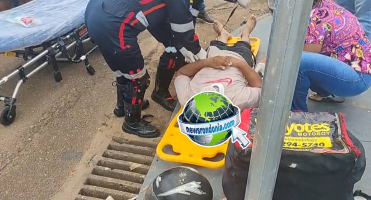 Motoboy fica ferido em acidente com Strada na Avenida Rio Madeira