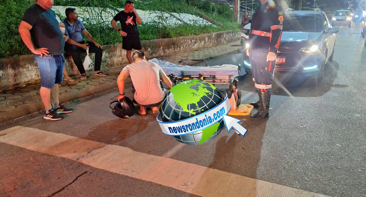 Motociclista para na faixa de pedestre e é atropelada por carro