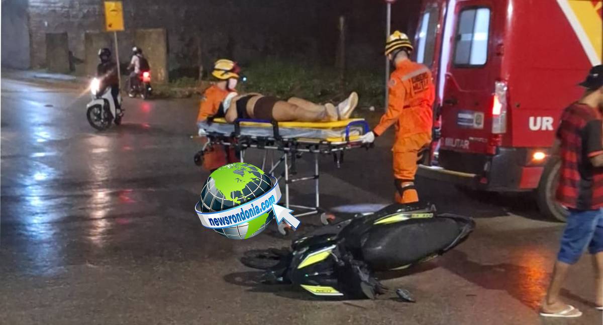 Mulher fica ferida após ser atropelada por carro que avançou a preferencial na Pinheiro Machado