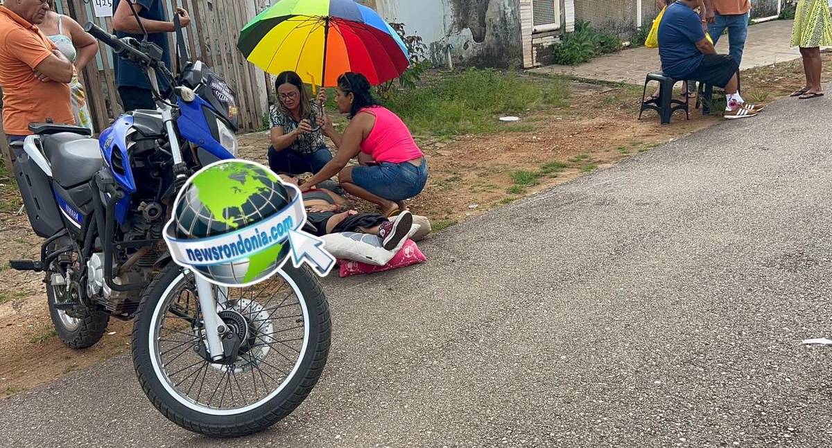 Passageira de moto sofre fratura exposta em grave acidente na zona sul