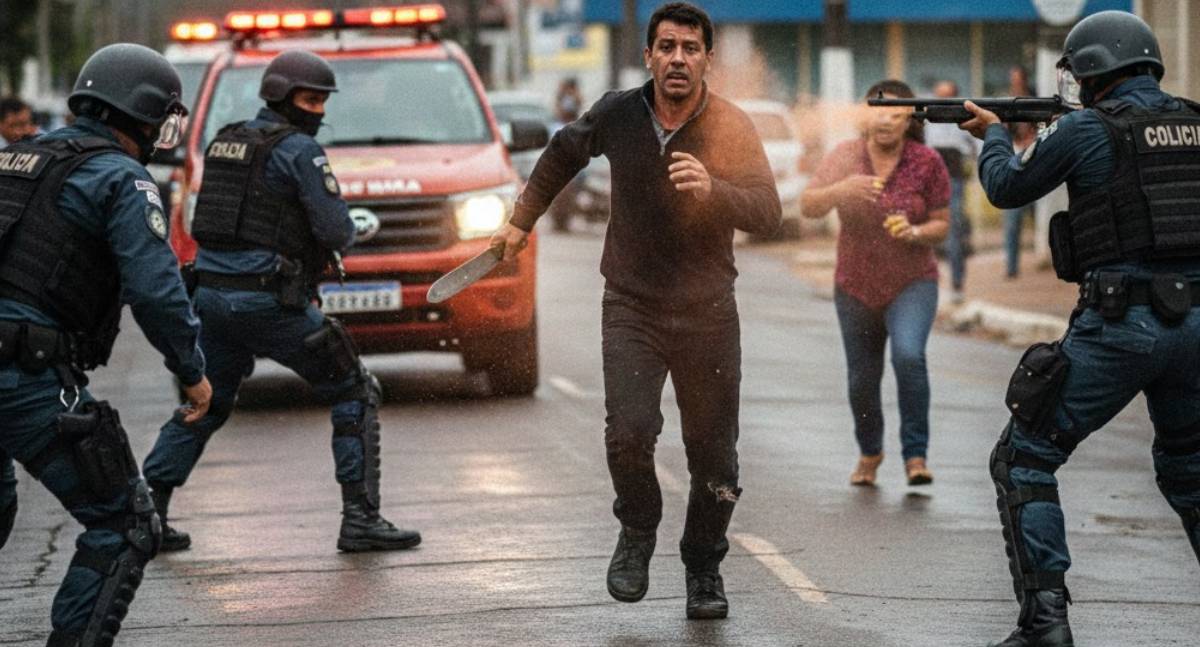 PM usa tiro e gás para conter homem em surto e armado em RO