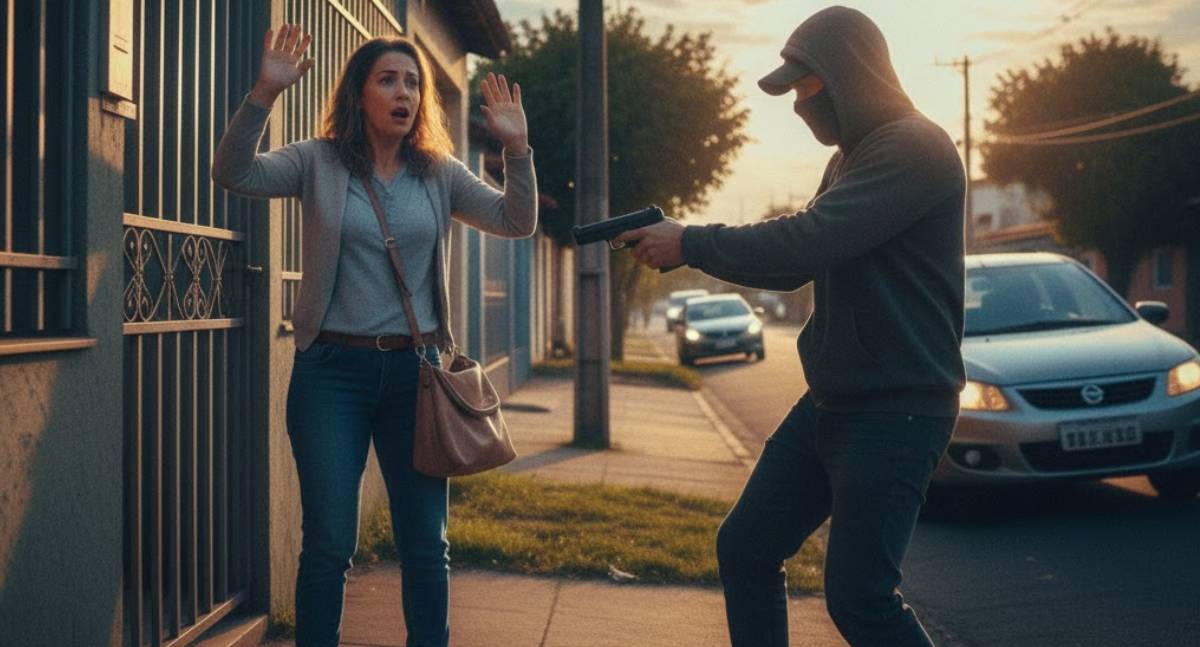 Professora é assaltada no portão de casa após receber dinheiro na zona sul