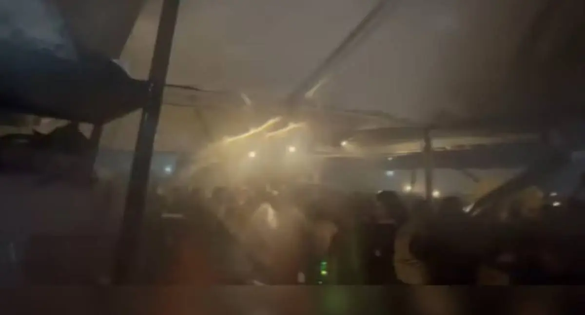Temporal causa desabamento de tenda em festa universitária