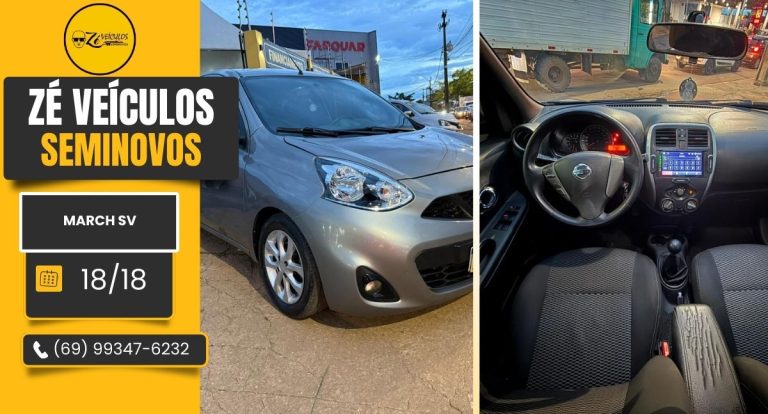 Nissan March SV 2018 Excelente Custo-Benefício na Zé Veículos