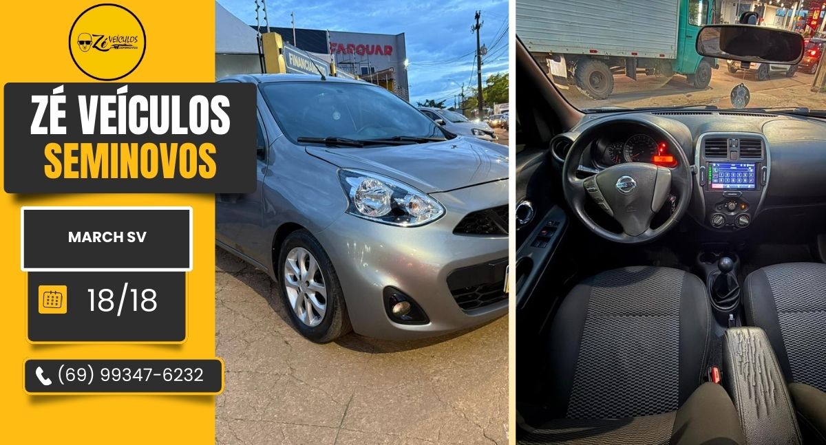 Nissan March SV 2018 Excelente Custo-Benefício na Zé Veículos
