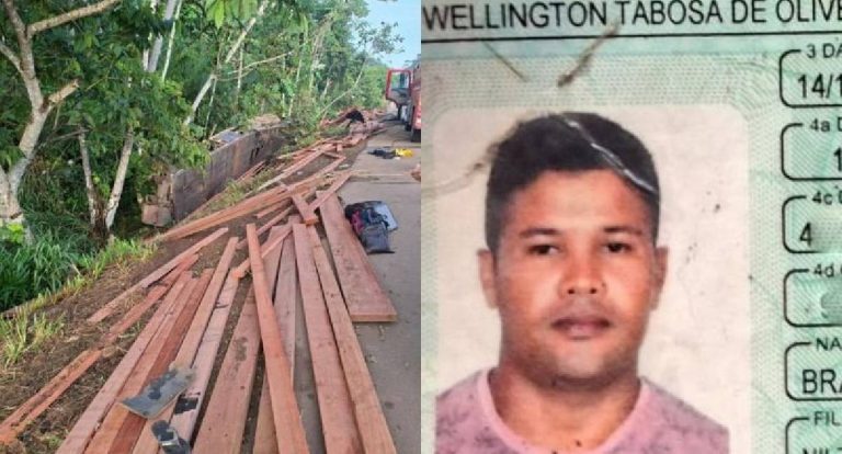 Após pegar carona, homem morre após caminhão carregado com madeira tombar na BR-364, em RO