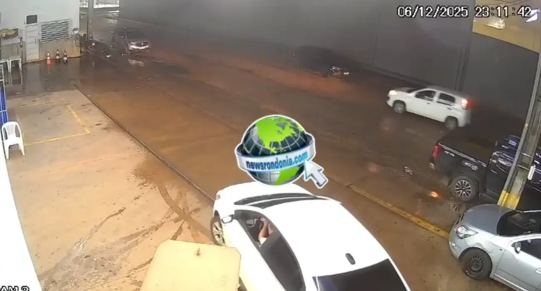 Câmera registra homem atacado a tiros pelo atual da ex-mulher em distribuidora