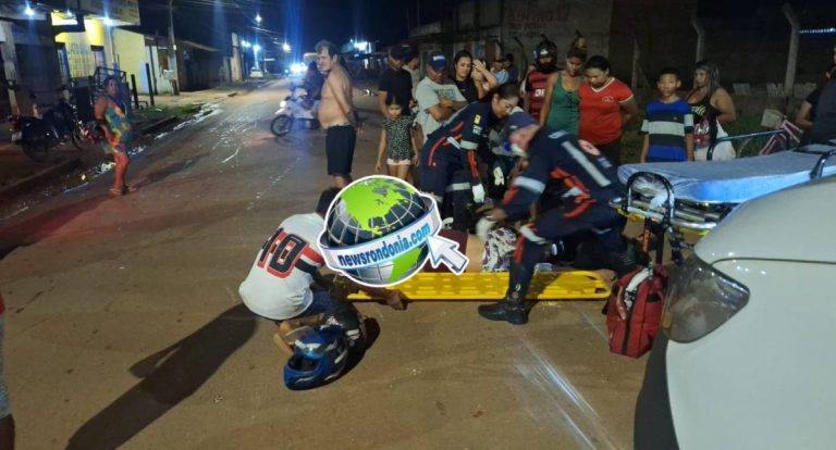 Colisão entre motos deixa duas pessoas feridas na zona leste