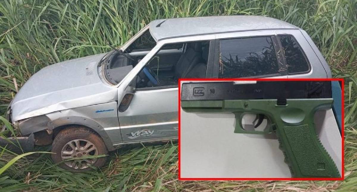 Criminoso capota veículo após roubo e é preso em São Miguel do Guaporé