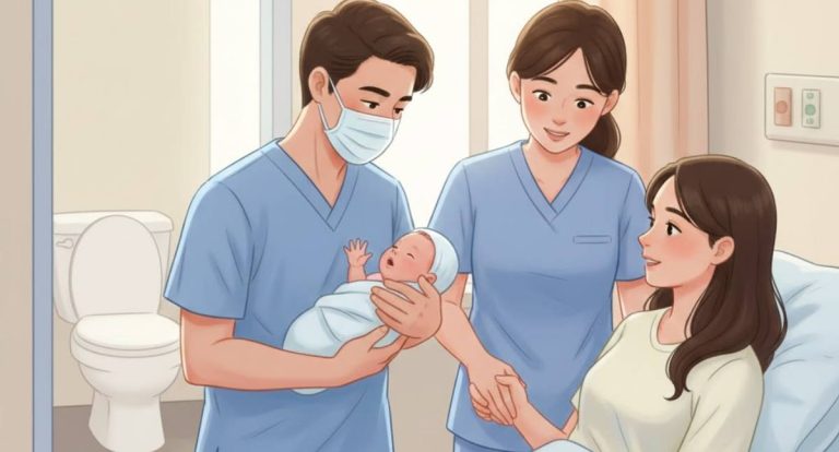 Equipe médica salva bebê após parto inesperado em banheiro de policlínica