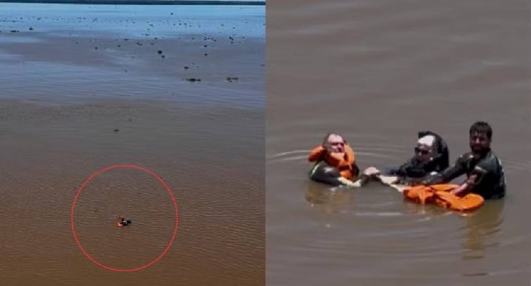 Família resgatada após 18h à deriva no Rio Paraná