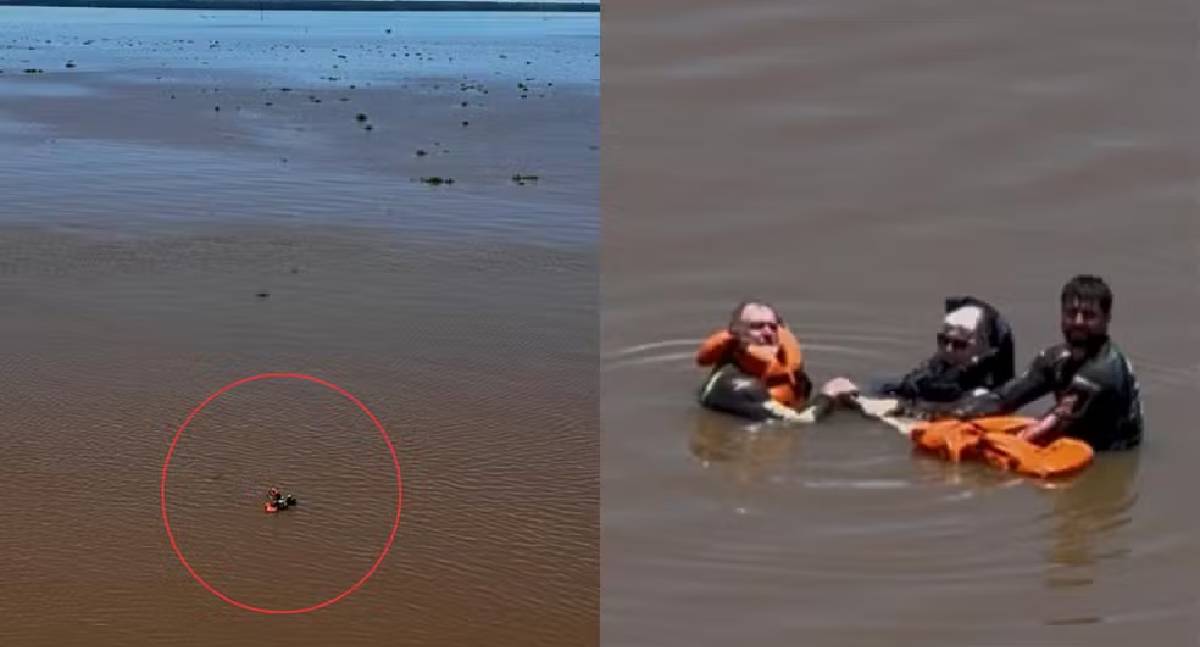 Família resgatada após 18h à deriva no Rio Paraná