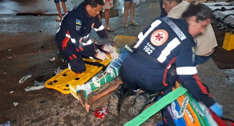 Grave acidente entre caminhonete e moto deixa homem ferido em RO