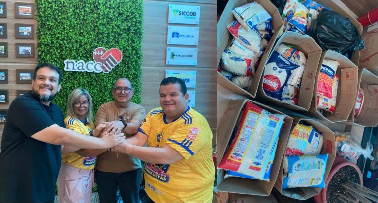 Grupo União dos Jornalistas entrega uma tonelada de alimentos ao NACC
