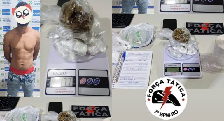 Homem é preso por tráfico de drogas com porções de skank prontas para venda em Jaru