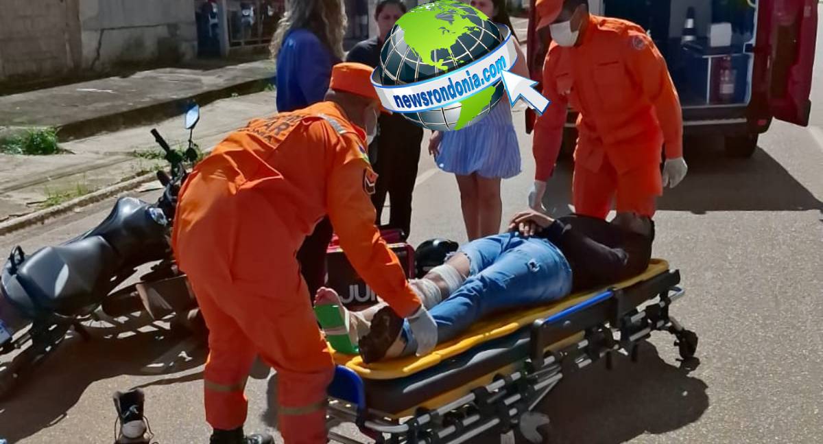 Motoboy sofre fratura na perna após colisão entre motos no centro de Porto Velho