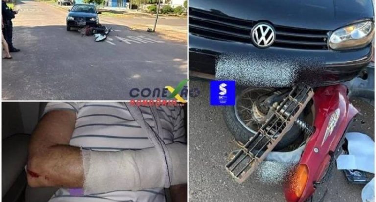 Motociclista fratura braço em acidente na Avenida Tiradentes