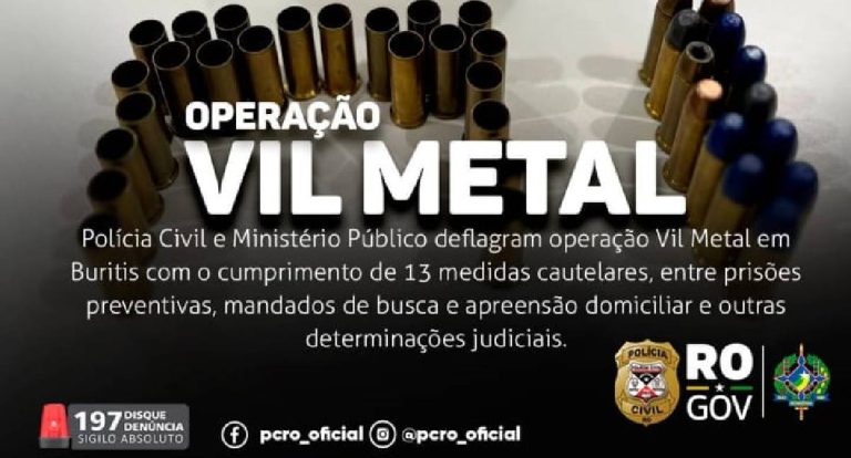Polícia Civil e MP deflagram Operação Vil Metal em Buritis